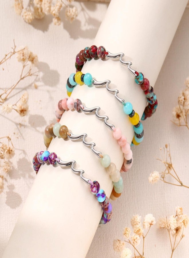 Sistble Wave Bracelet for Women, Inspirational Gifts for Women Natural Stone Beaded Bracelets Spiritual Get Well Soon Encouragement Gifts Life Is Tough Wave Jewelry Birthday Gift Ideas - Image 5